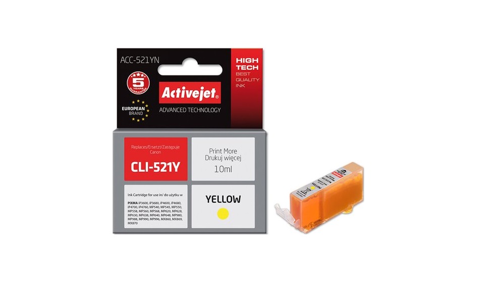 Tusz ACTIVEJET do Canon CLI-521Y Żółty