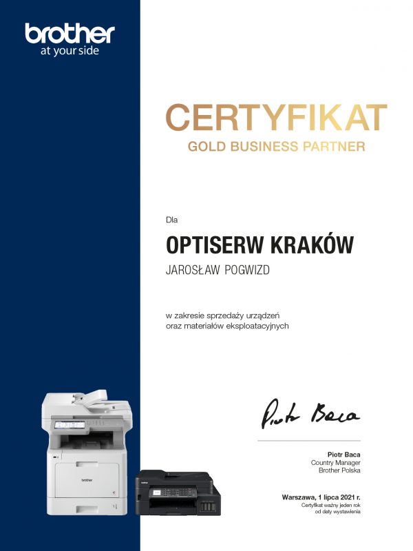 00_certyfikat_GOLD_BUSINESS_PARTNER_OPTISERW_KRAKÓW